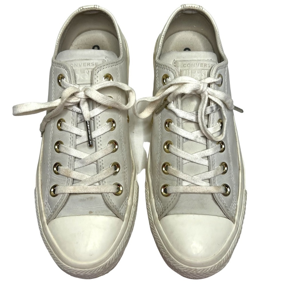 Converse Leather All Star Blocked Nubuck Patent Leather Heel Grey White Size 7